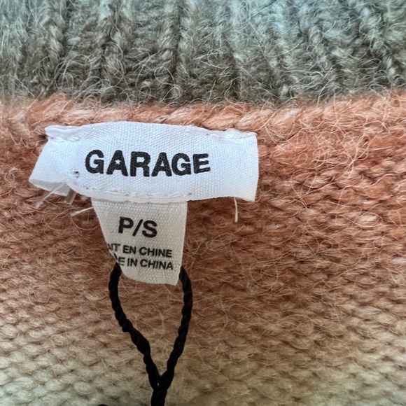 Garage Fuzzy Cardigan V Neck Button Up Cropped Size S Green Rust New NWT - Picture 5 of 6